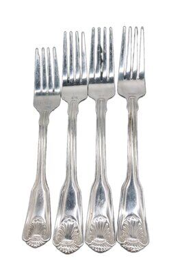 International Coquille 3 Dinner And 1 Salad Fork Shell Stainless Korea Lot Of 4